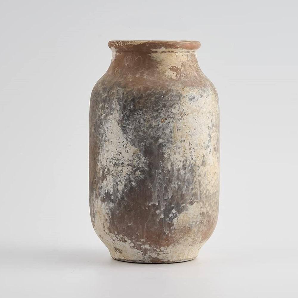 Brown 9.5 in. Ceramic Large Vase, Pottery Decorative Flower Vase