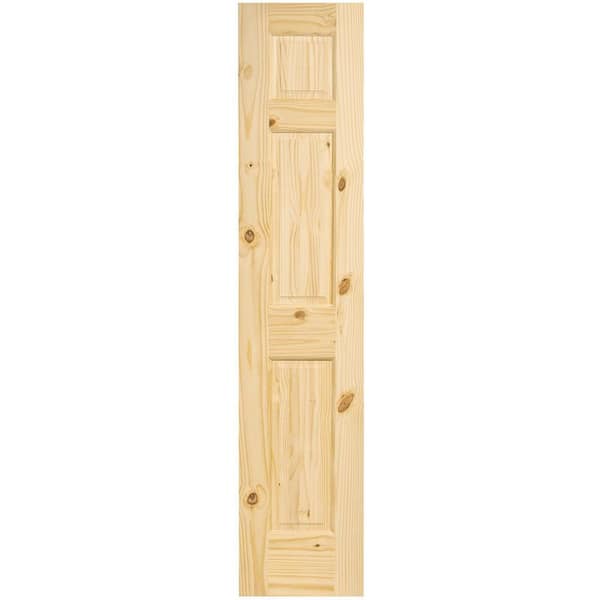 18 in. x 80 in. x 1.375 in. 3-Panel Colonial Double Hip Knotty Wood Interior Door Slab