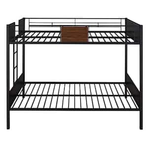Modern Brown Full-Over-Full Size Bunk Bed Metal Frame Bunk Bed with Safety Rail, Ladder, No Box Spring Required