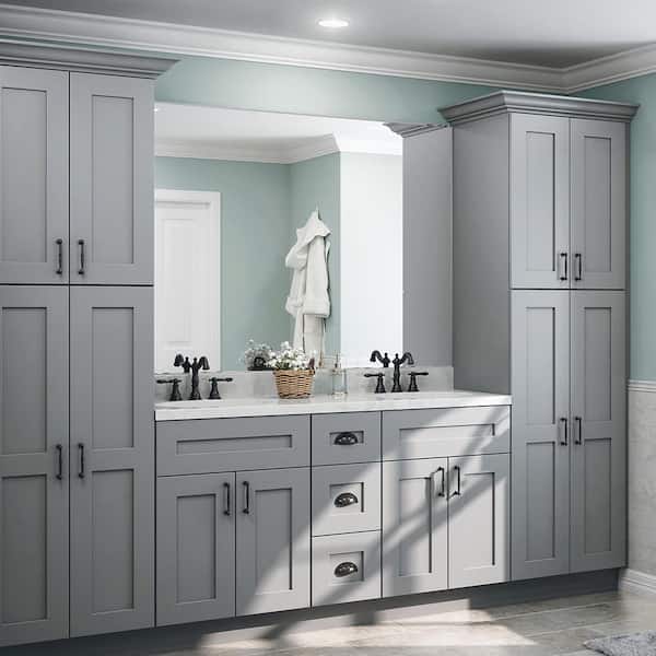 Kitchen Set Light Grey Gloss 8 Cabinets 40cm Larder Cupboard I