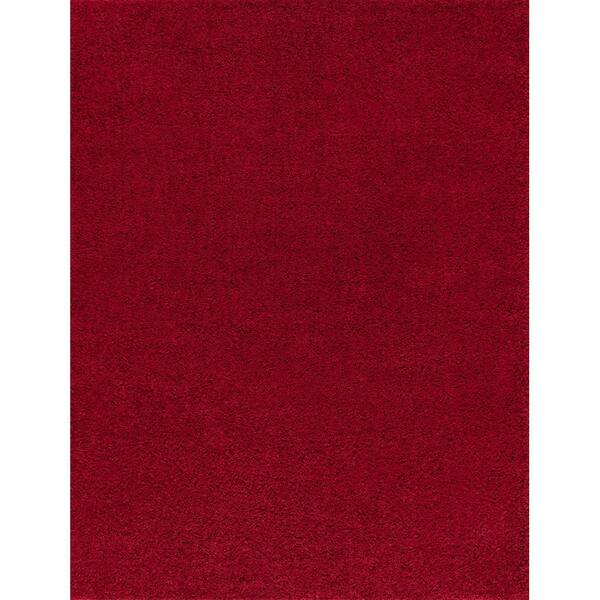 Tayse Rugs Jersey Shag Solid Red 9 ft. x 12 ft. Indoor Area Rug