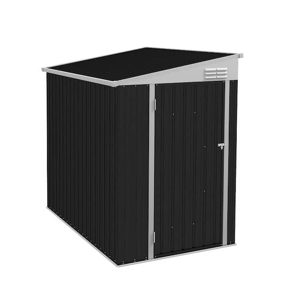 JimsMaison 4 ft. W x 6 ft. D Metal Gray Shed with Lockable Door (24 sq. ft.)