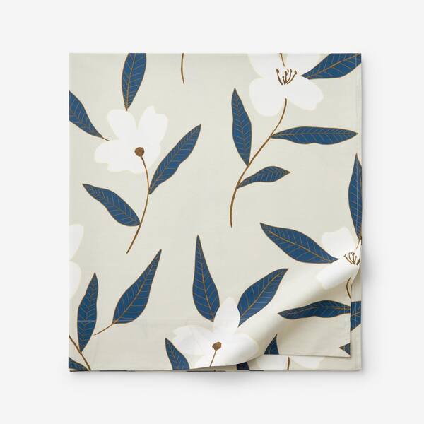 The Company Store Company Cotton Clemencia Gray Multi Floral Cotton Percale Full Flat Sheet