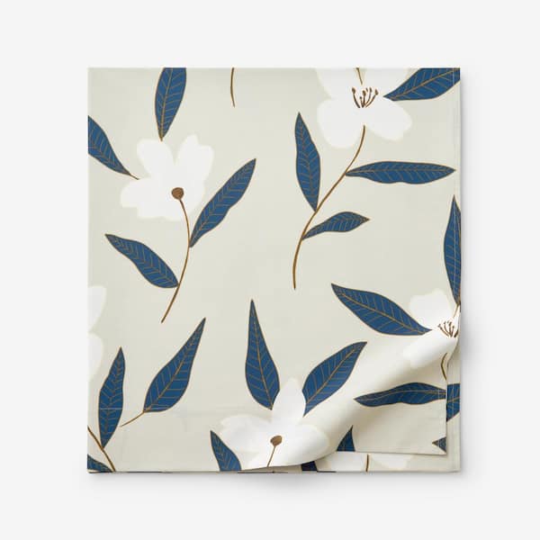 The Company Store Company Cotton Clemencia Gray Multi Floral Cotton Percale Twin/Twin XL Flat Sheet