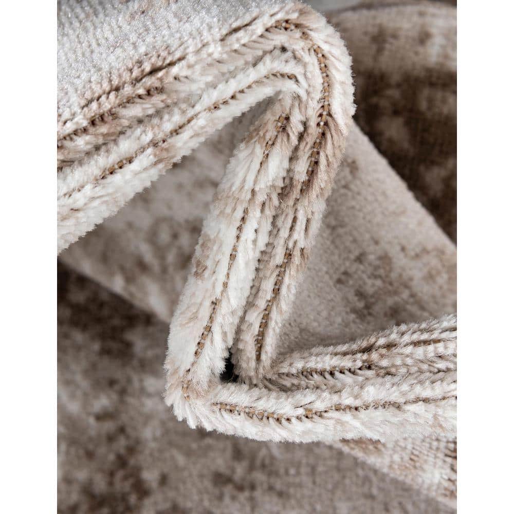 Beige 6'x9' Rectangular Synthetic Easy-Care Stain-Resistant Rug
