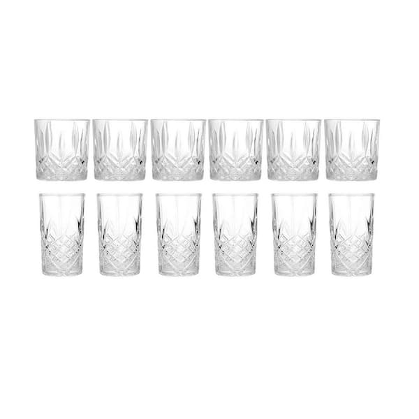 Drinking Glasses Set of 12, 12 oz. Highball Glasses and 11 oz. Old Fashioned Glasses, Great for Cocktail, Whisky