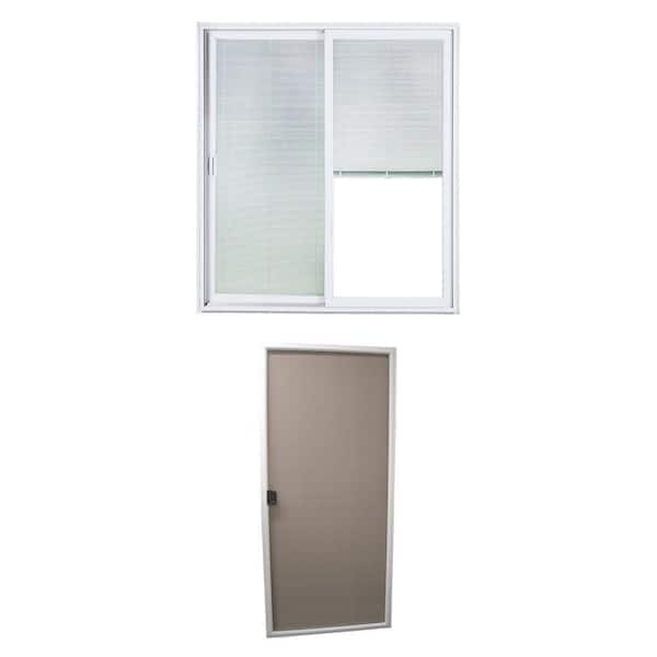72 in. x 80 in. White Vinyl Patio Door with Screen Combo