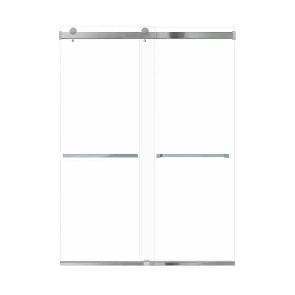 Transolid Brianna 60 in. W x 80 in. H Sliding Frameless Shower Door in Polished Chrome with Clear Glass