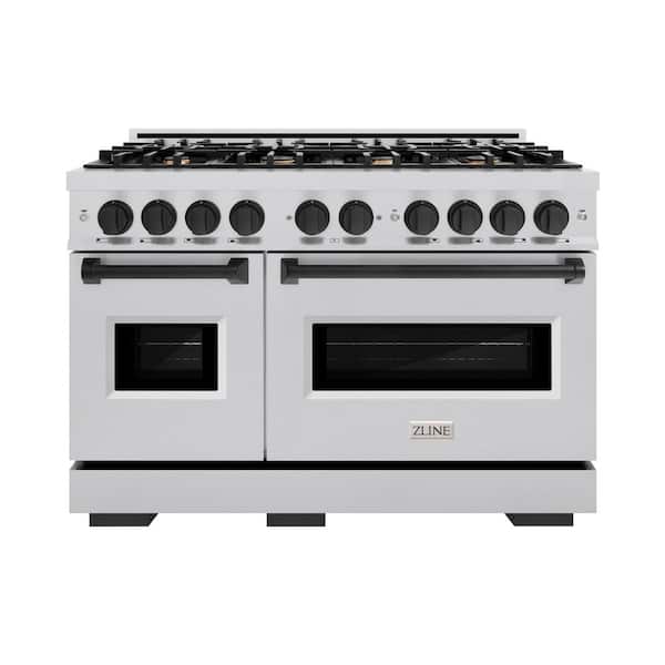 Classic 48 in. 8-Burner Gas Range with Double Oven in Stainless Steel and Matte Black