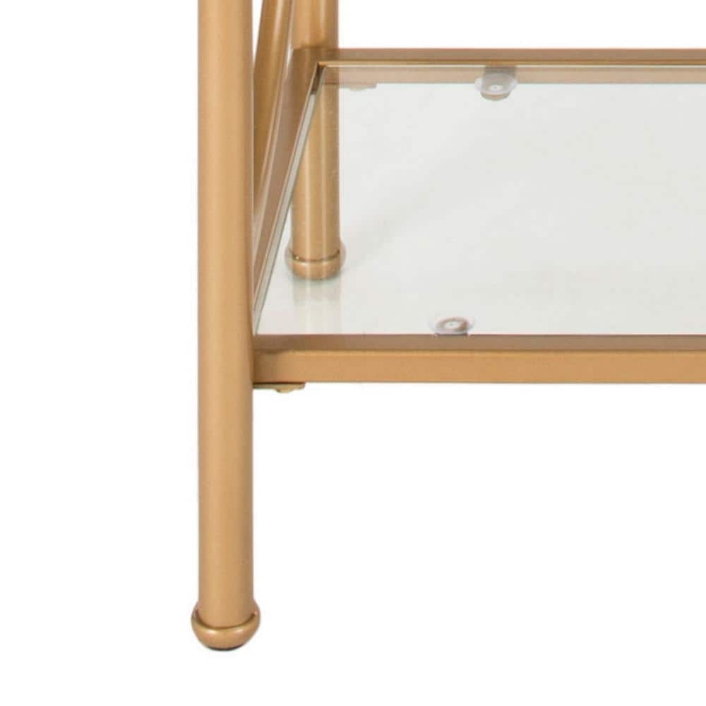 Elegant Diana 4-Tier Gold Metal & Tempered Glass Etagere