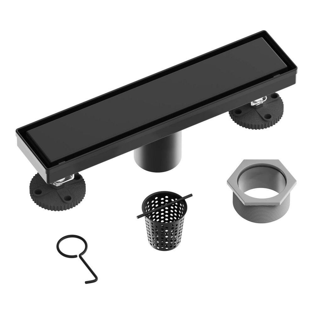12 in. Linear Shower Drain, Square Grid Pattern 304 Stainless Steel Floor Drain w/ Hair Strainer, Matte Black price history on PriceWatchPro