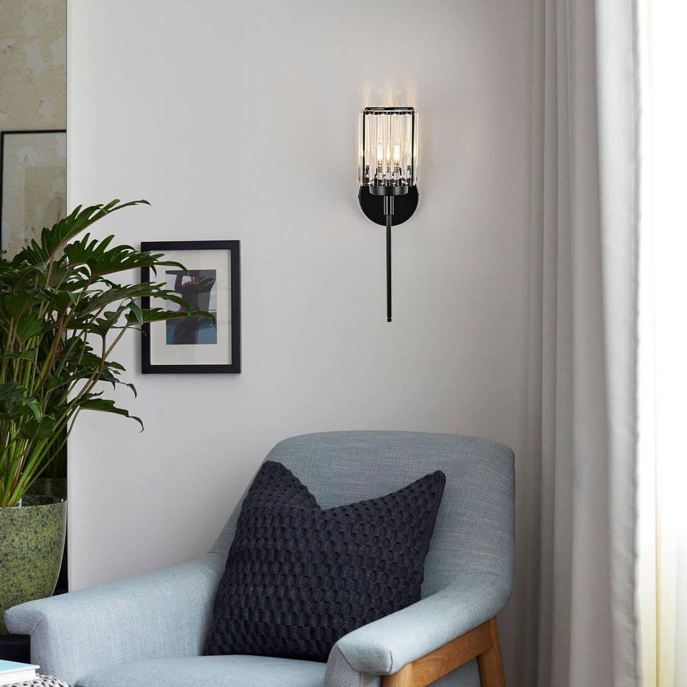 Kira 5.1 in. 1-Light Black Square Crystal Bathroom Vanity Light price history on PriceWatchPro
