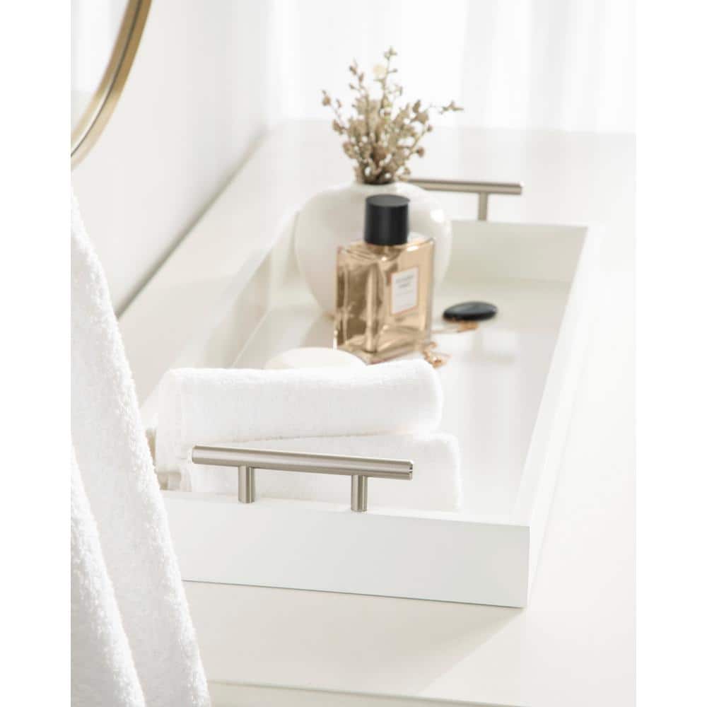 Lipton Sleek White and Silver Wood Decorative Tray, 10x24