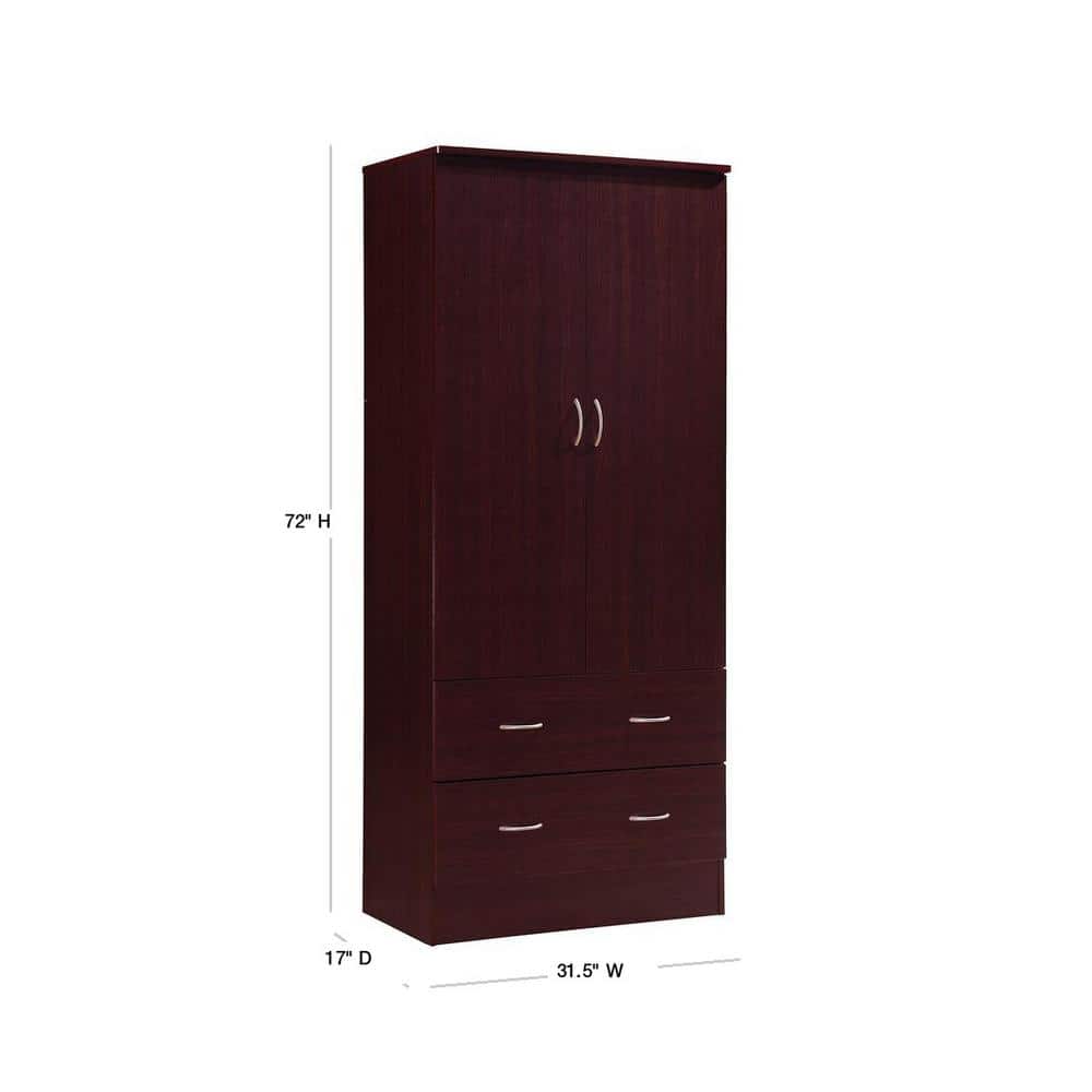2-Door Armoire with 2-Drawers in Mahogany - thumbnail 3