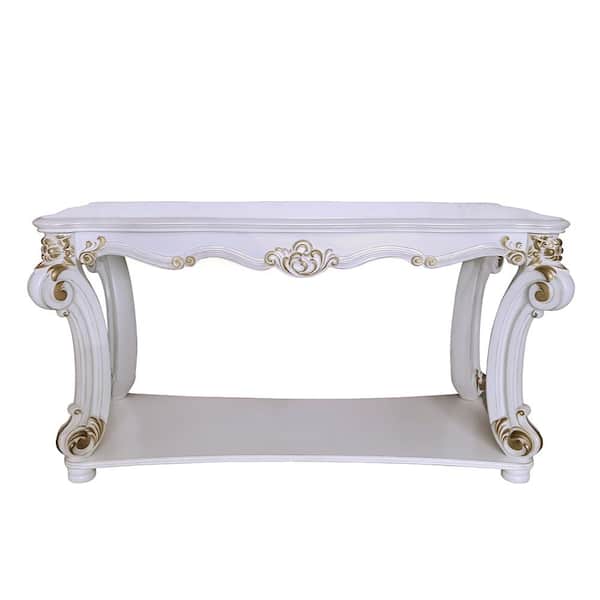 Acme Furniture Vendome 58 in. Antique Pearl Finish Rectangle Wood Console Table with