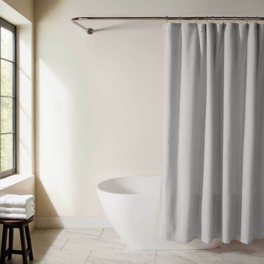 72 in. W x 72 in. L Cotton Blend Waffle Texture Soft Shower Curtain in Light Gray price history on PriceWatchPro