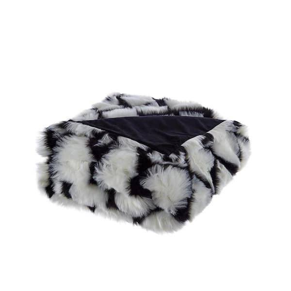 HomeRoots Charlie Black Geometric Acrylic Throw Blanket