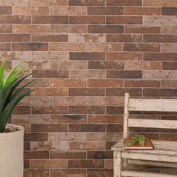 Capella Red Brick Matte Red Porcelain Brick Look Tile Rectangle 2 in. x 10 in., Floor and Wall (5.15 sq. ft./Case)