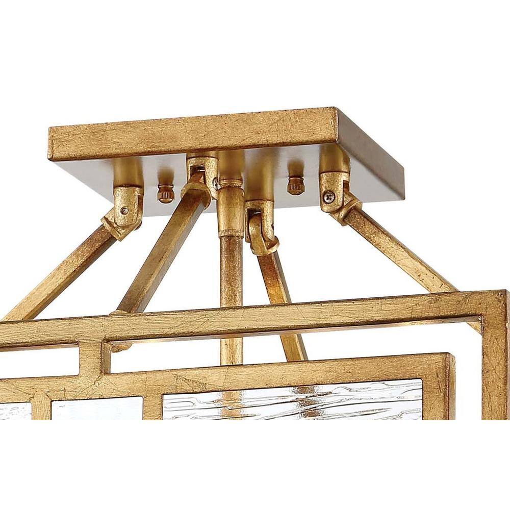 Pandora Gold Leaf 4-Light Semi Flush Mount with Clear Water Glass