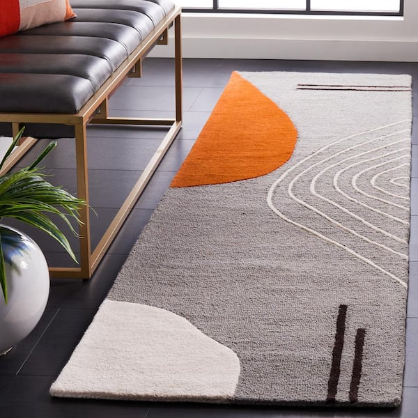 Rodeo Drive 2 ft. x 12 ft. Gray/Rust Geometric Runner Rug