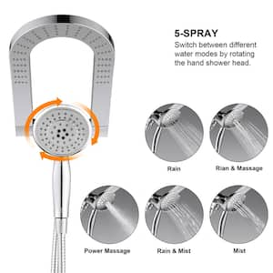 U-Shape 5-Spray Patterns with 1.8 GPM 4 in. Wall Mount Dual Shower Head and Handheld Shower Head in Chrome