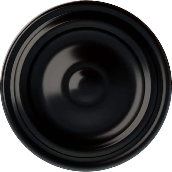 Ekena Millwork 1-1/8" x 9-5/8" x 9-5/8" Polyurethane Maria Ceiling Medallion, Hand-Painted Jet Black