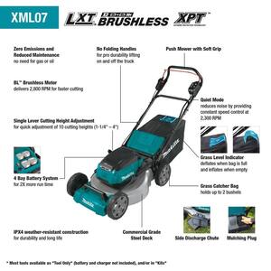 21 in. 18-Volt X2 (36-Volt) LXT Lithium-Ion Cordless Walk Behind Push Lawn Mower, Tool-Only