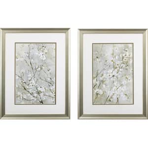 Victoria Small White Flowers by Unknown Wooden Wall Art (Set of 2)
