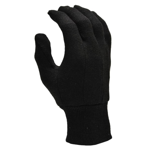 G & F Heavy Weight Knit Wrist Jersey Work Gloves, Black - 12 pairs