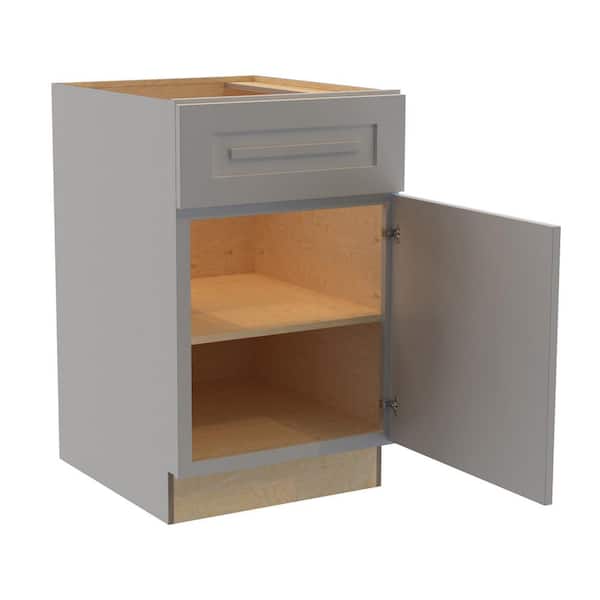 Home Decorators Collection Grayson 21 in. W x 24 in. D x 34.5 in. H Assembled Plywood Base Kitchen Cabinet in Pearl Gray with Soft Close RH