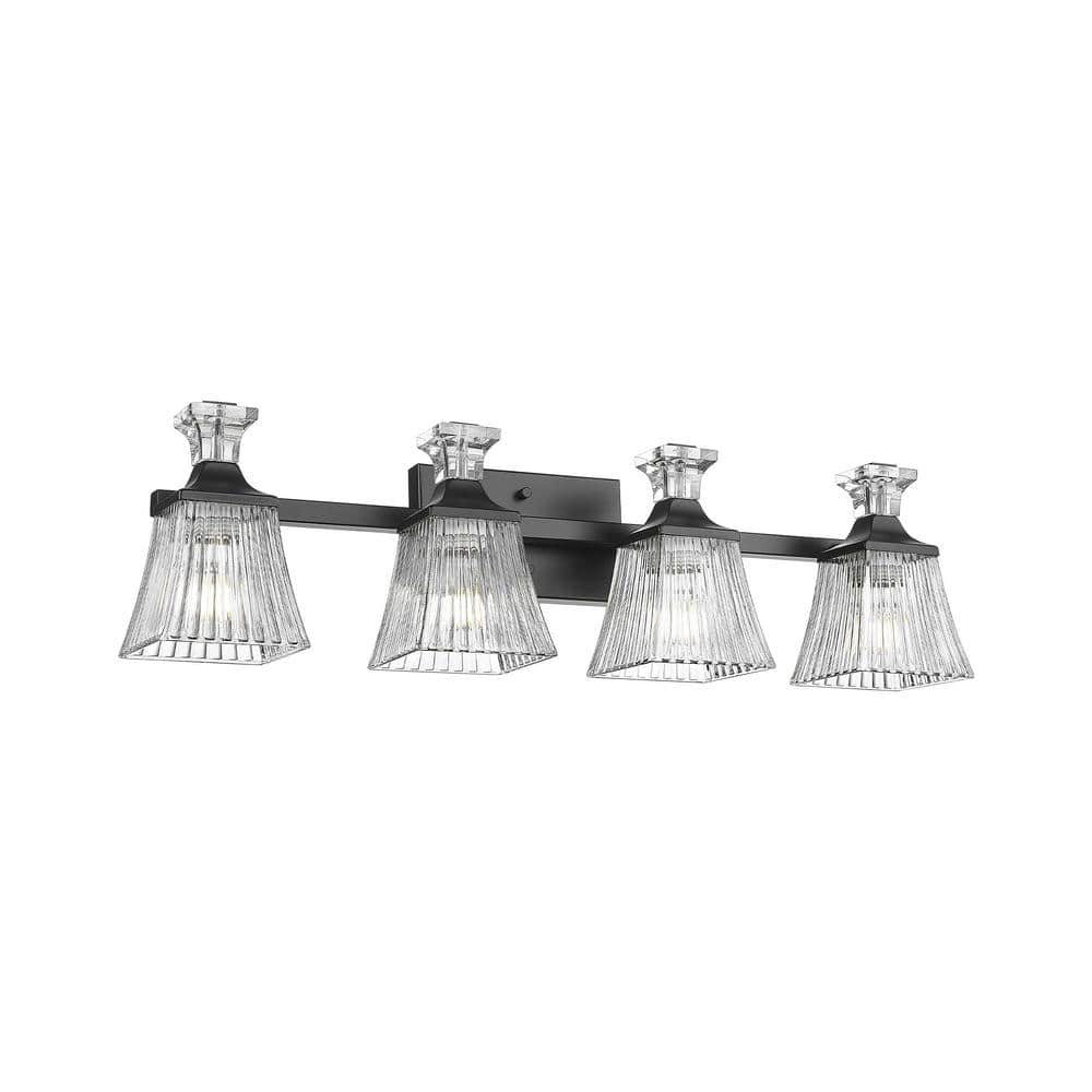 29.5 in. 4-Light Black Vanity Light with Clear Shade for Bathroom Living Room price history on PriceWatchPro