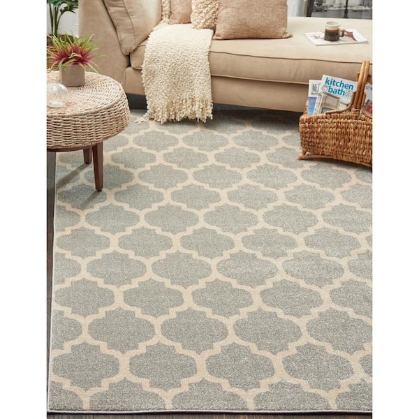 Trellis Philadelphia Light Gray/Beige 5 ft. x 8 ft. Area Rug