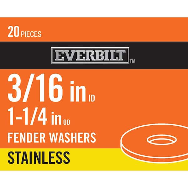 Everbilt 3/16 in. x 1-1/4 in. Stainless Fender Washer (20-Pack)