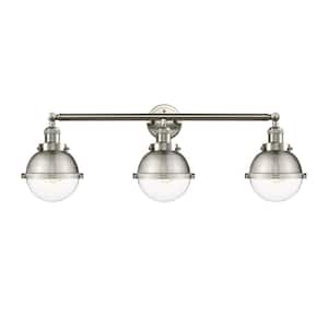 Hampden 34 in. 3-Light Brushed Satin Nickel Vanity Light with Clear Glass Shade