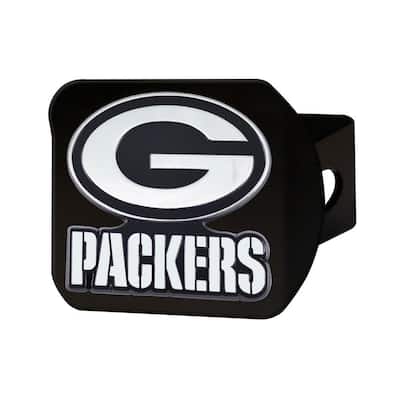 NFL - Green Bay Packers 3D Chrome Emblem on Type III Black Metal Hitch Cover