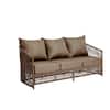 Brown metal patio outdoor couch set with woven wicker.