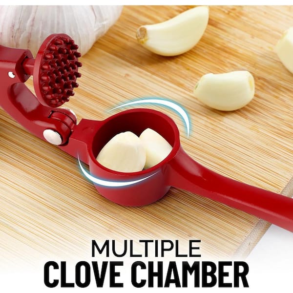 Aoibox 8.4 oz. Garlic Mincer Tool with Sturdy Design Extracts More Garlic Paste, Soft and Easy to Squeeze, Fire Red