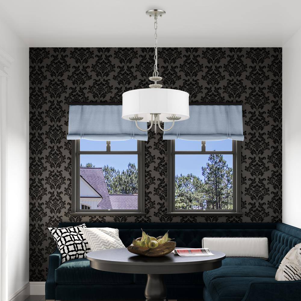 Brushed Nickel Mini Drum Pendant Light with Fabric Shade