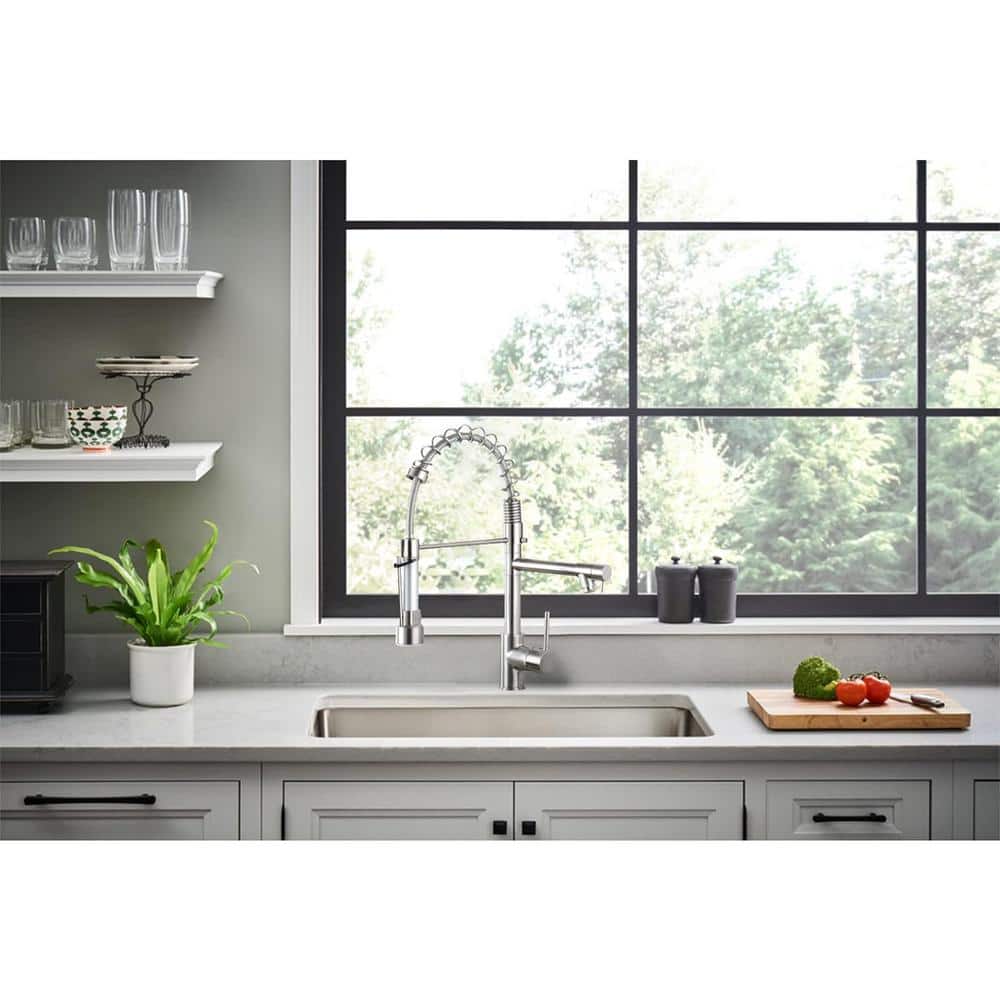 Brushed Nickel Stainless Steel Pull Down Kitchen Faucet with Sprayer