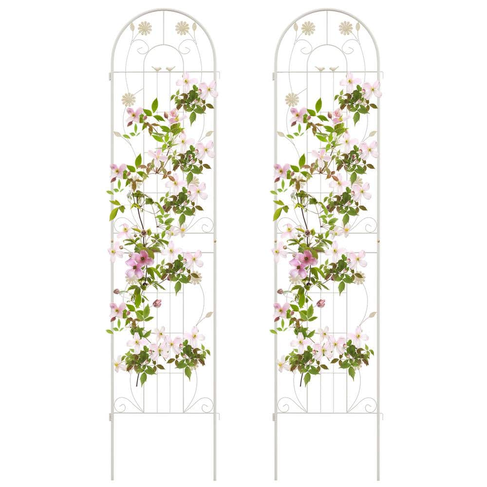 86.5 in. x 20 in. White Metal Arch Garden Trellis Decorative for Climbing P