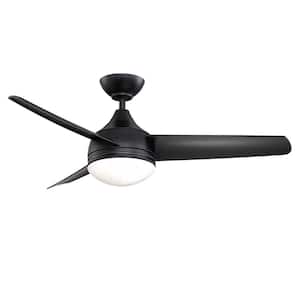 MODERNO 42 in. Integrated LED Indoor Black Ceiling Fan with Opal White Glass Shade