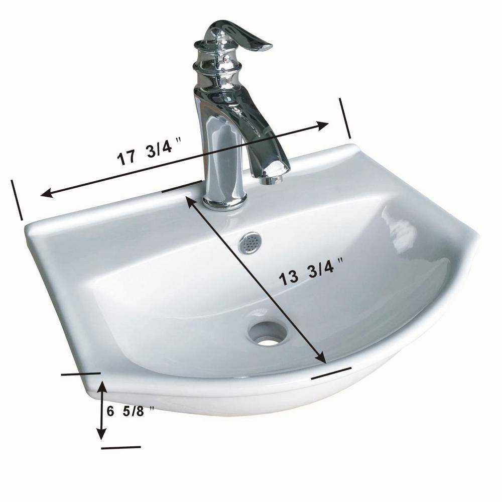 Arc 17.75" White Ceramic Wall-Mount Vessel Sink with Reno-Gloss Finish