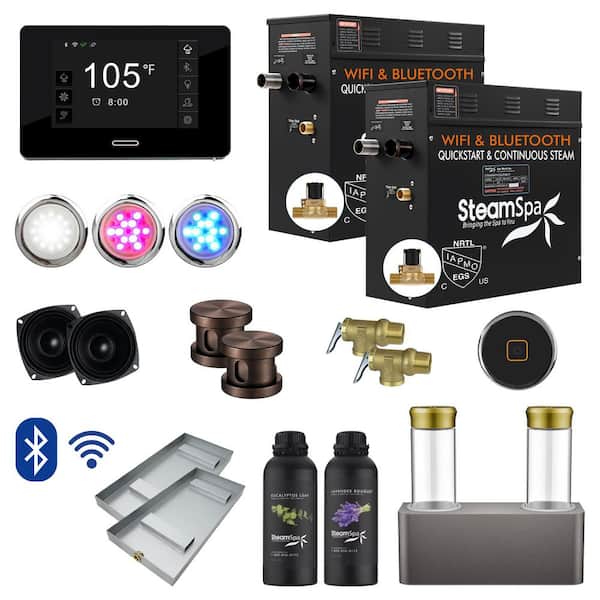 SteamSpa Black Series 18kW Steam Bath Generator with Wireless Bluetooth/Wifi Operation and Auto Drain in Oil Rubbed Bronze