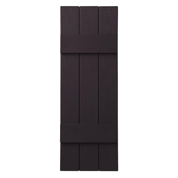 Ply Gem 11 in. x 43 in. Polypropylene Plastic 3-Board Closed Board and Batten Shutters Pair in Dark Berry