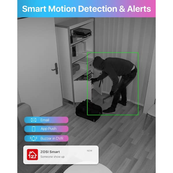 8-Channel 2MP 2TB HDD DVR Home Security System with 6-Wired Outdoor Dome Cameras