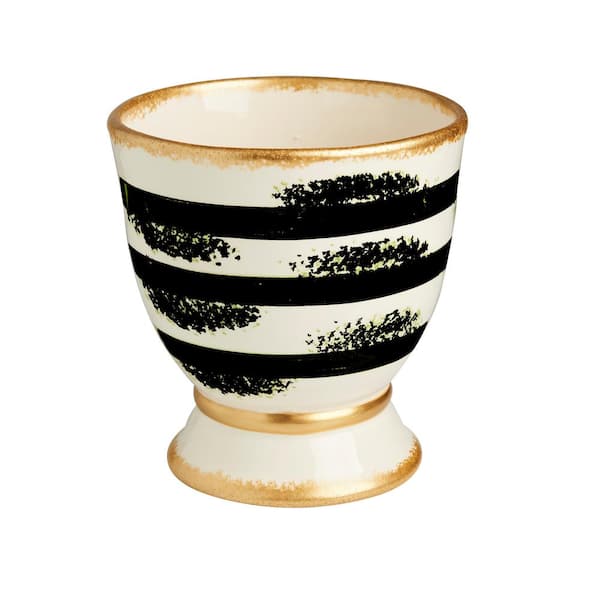 Abigails Cachepot, LG Black and White Spongy