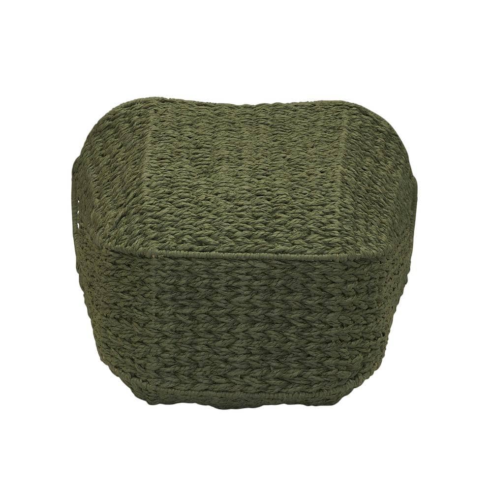 Olive Green Seagrass Oval Storage Basket with Wire Handles