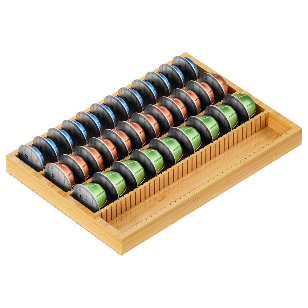 Natural Bamboo Coffee Pod Organizer Drawer Insert with Anti-Slip Feature for Nespresso Vertuo Vertuoline Capsules price history on PriceWatchPro