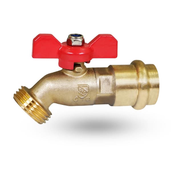 PLUMBFLEX 3/4 in. Press Inlet x 3/4 in. Brass MHT Outlet Lead Free Forged Quarter Turn Boiler Drain Valve