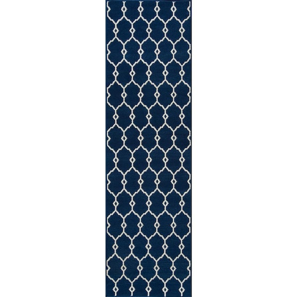 Momeni Baja Navy 2 ft. x 8 ft. Indoor/Outdoor Runner Rug